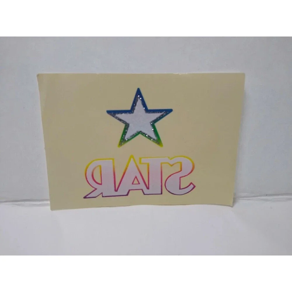 Star Rainbow Screamin Gleamin Glitter Iron-On Decal Donruss Vintage Original